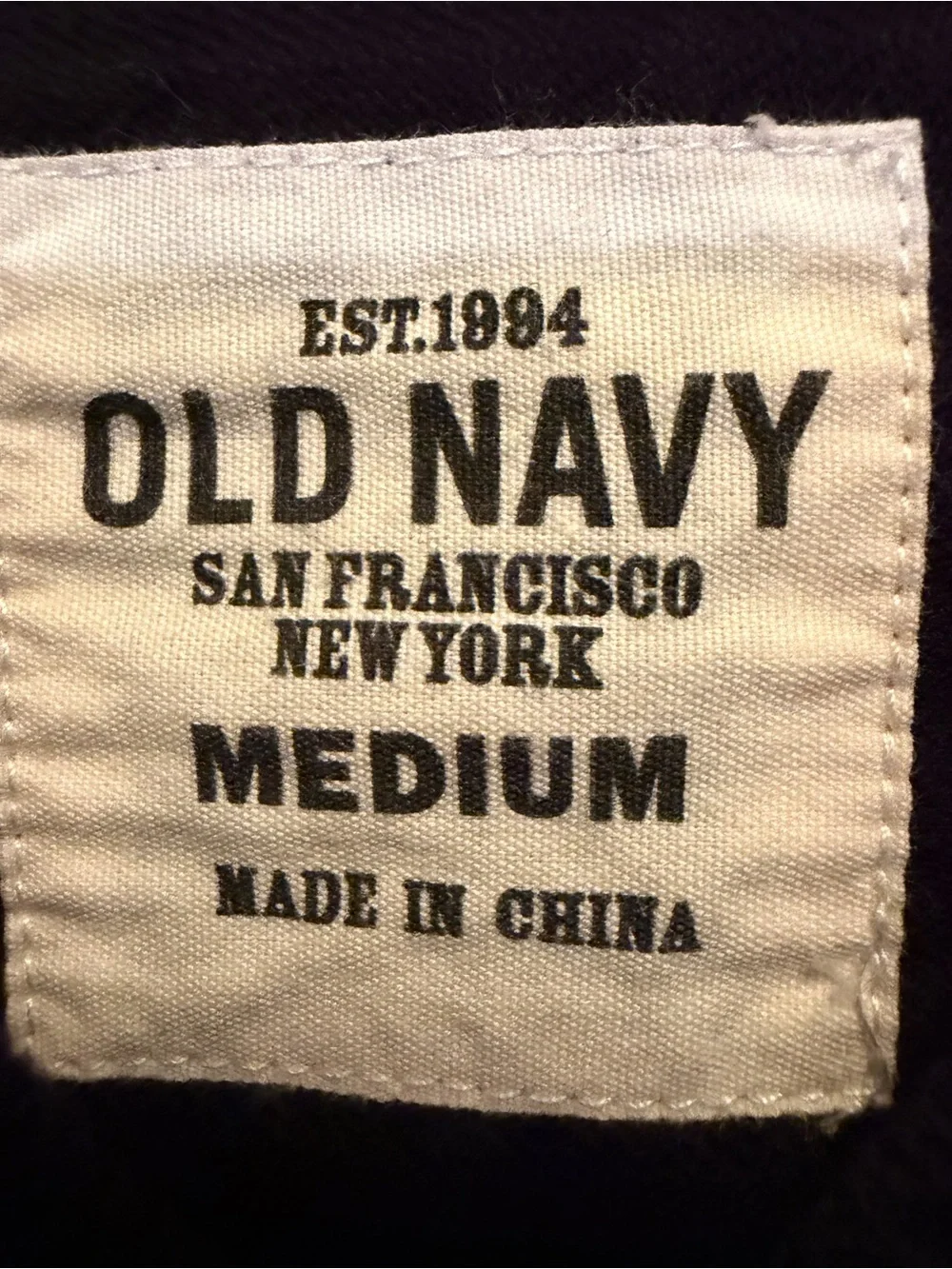 Old Navy White Label with Black Text